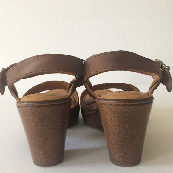 Born Shoes Womens Born Brown Leather Chunky Heel Sandals Poshmark